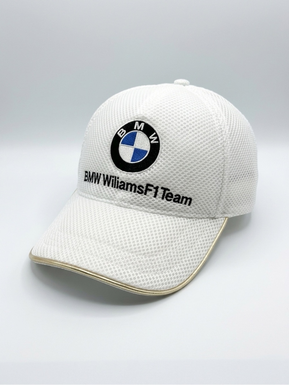 BMW White Baseball Cap with Gold Trim